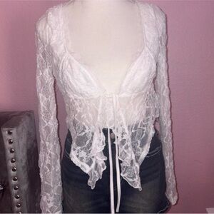 Elegant White Lace Women's Top